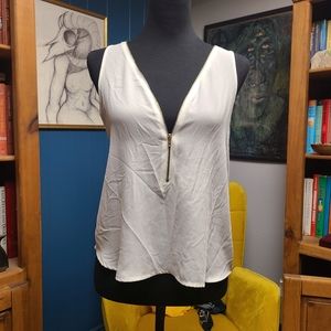 Ambiance White Tank With Zipper Front Size S